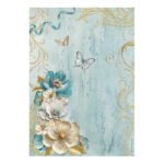 Stamperia Riisipaperi A4, DFSA4986 Masquerade flowers corner