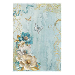 Stamperia Riisipaperi A4, DFSA4986 Masquerade flowers corner