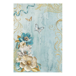 Stamperia Riisipaperi A4, DFSA4986 Masquerade flowers corner