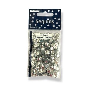 Paljetti 6mm 12g, hopea