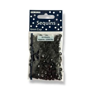 Paljetti 6mm 12g, musta