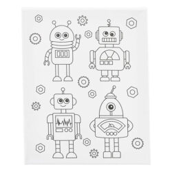 Printtikuvioitu maalauspohja 24x30cm, robotit