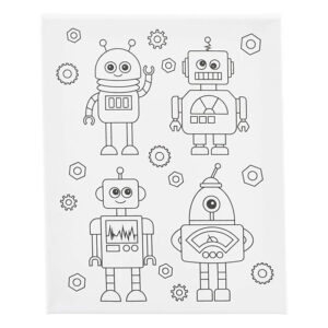 Printtikuvioitu maalauspohja 24x30cm, robotit