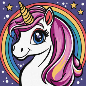 Ideyka Painting by numbers 25x25cm, KHO6293 The rainbow unicorn