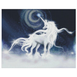 Ideyka Timanttimaalaustaulu 40x50cm, White unicorn, Full Crystal