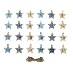 Rayher Puiset kalenteri pyykkipojat 4,5cm, tähdet