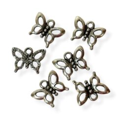 Metalliriipus perhonen 6kpl, hopea