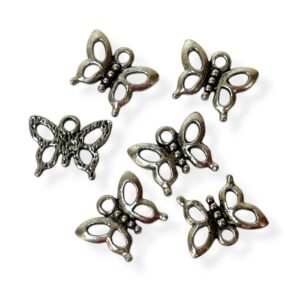 Metalliriipus perhonen 6kpl, hopea