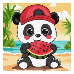Ideyka Painting by numbers For Kids 25x25cm, KHO1251 Panda with a watermelon