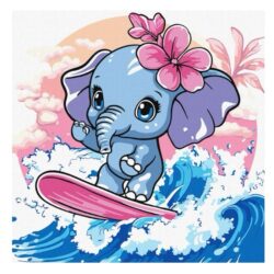 Ideyka Painting by numbers For Kids 25x25cm, KHO1259 Elephant catches a wave