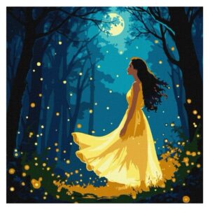 Ideyka Painting by numbers 30x30cm, KHO8576 Girl among fireflies with extra metallic paints