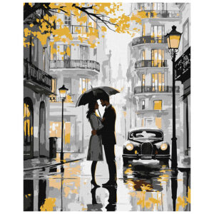 Ideyka Painting by numbers 40x50cm, KHO8542 A kiss in the rain with metallic paints