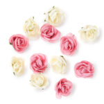 DP Craft Paperiruusut 3cm, kerma ja roosa 12 kpl