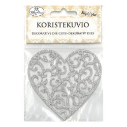 Koristekuvio, 4226 Sydän hopea glitter