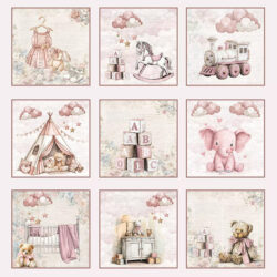 Reprint Skräppipaperi 30x30cm, RP0728 Pink Girl tag