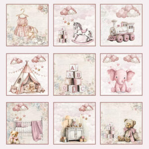 Reprint Skräppipaperi 30x30cm, RP0728 Pink Girl tag