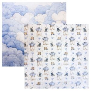 Reprint Skräppipaperi 30x30cm, RP0727 Blue heart cloud