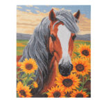 Craft Buddy Timanttimaalaustaulu 40x50cm, Horse with Sunflowers, Partial Crystal