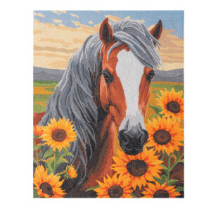 Craft Buddy Timanttimaalaustaulu 40x50cm, Horse with Sunflowers, Partial Crystal