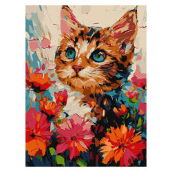 Ideyka Painting by numbers 30x40cm, KHO6599 A Kitty in Flowers