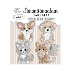 Timanttimaalaus tarralla 4kpl, 2020 Kissat ja koirat