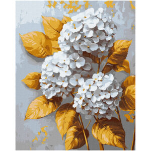 Ideyka Painting by numbers 40x50cm, KHO3310 Golden hydrangea with extra metallic paints
