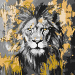 Ideyka Painting by numbers 40x40cm, KHO6735 Golden Lion with metallic paints