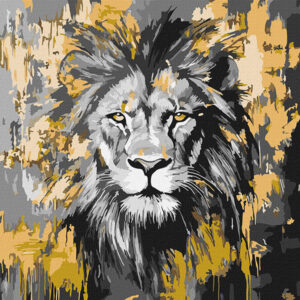 Ideyka Painting by numbers 40x40cm, KHO6735 Golden Lion with metallic paints