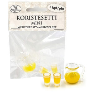 Miniatyyri, 8412 Koristesetti mini kannu ja lasit 3kpl