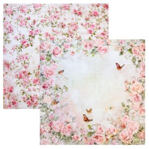 Reprint Skräppipaperi 30x30cm, RP0751 Butterflies and Roses