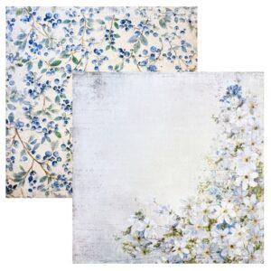 Reprint Skräppipaperi 30x30cm, RP0753 Blue Flowers