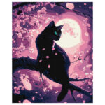 Ideyka Painting by numbers 40x50cm, KHO6757 A magical cat among the cherry trees with metallic paints