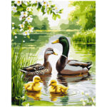 Ideyka Painting by numbers 40x50cm, KHO6939 Duck Family at Dawn