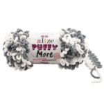 Alize Puffy More 150g, 6558 Harmaa / valkoinen