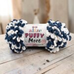 Alize Puffy More 150g, 6557 Tummansininen / valkoinen
