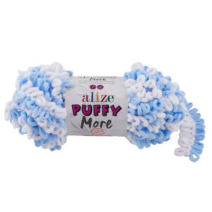 Alize Puffy More 150g, 6266 Vaaleansininen / valkoinen
