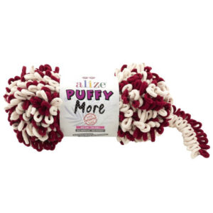 Alize Puffy More 150g, 6271 Viininpunainen / vaalea beige
