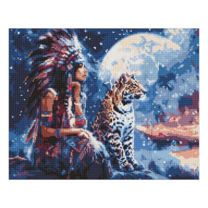 Ideyka Timanttimaalaustaulu 40x50cm, AMO8068 Girl and leopard