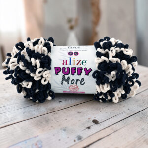 Alize Puffy More 150g, 6270 Musta/vaaleabeige